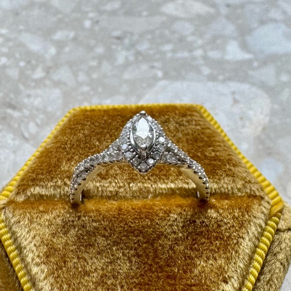 Twisted Vine Marquise Diamond Halo Ring - Picture 11 of 11